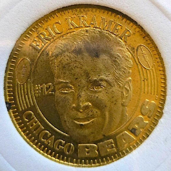 Eric Kramer #12 Chicago Bears 1996 Pinnacle QB Club NFL Vintage Coin - Picture 2 of 4